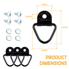 SSNNUU 4PCS V-Ring Truck Bed Tie Downs with Screw Fitting Set,Heavy Duty Trailer Tie Down Anchor with 1000 Lbs Capacity,Replacement for Truck Bed Hooks Fits Trucks,Trailers,UTVs,Warehouses