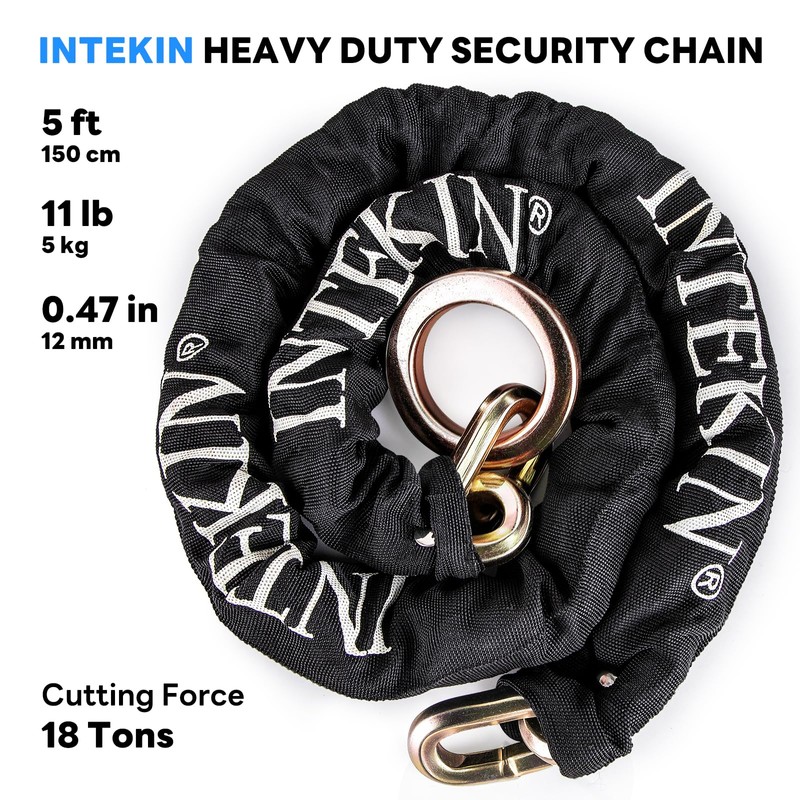 INTEKIN Maximum Security Chain 5 ft x 1/2" Thick Bicycle