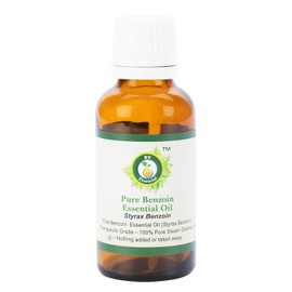 Benzoin Essential Oil Styrax Benzoin | Styrax Benzoin Essential Oil 100% Pure Natural Steam Distilled | Therapeutic Quality | Benzoin Essential Oil | 10 ml | 0.338 oz By R V Essential