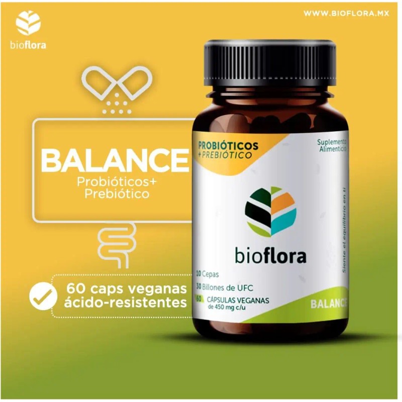 Suplemento Cápsula Bio Flora Probióticos Prebiótico 650mg