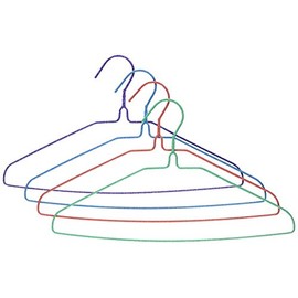 UM24 Galvanized Steel Metal Coat 16-Inch Clothes Wire Hangers with Plastic Coating in Assorted Colors, 13 Gauge, Set of 50
