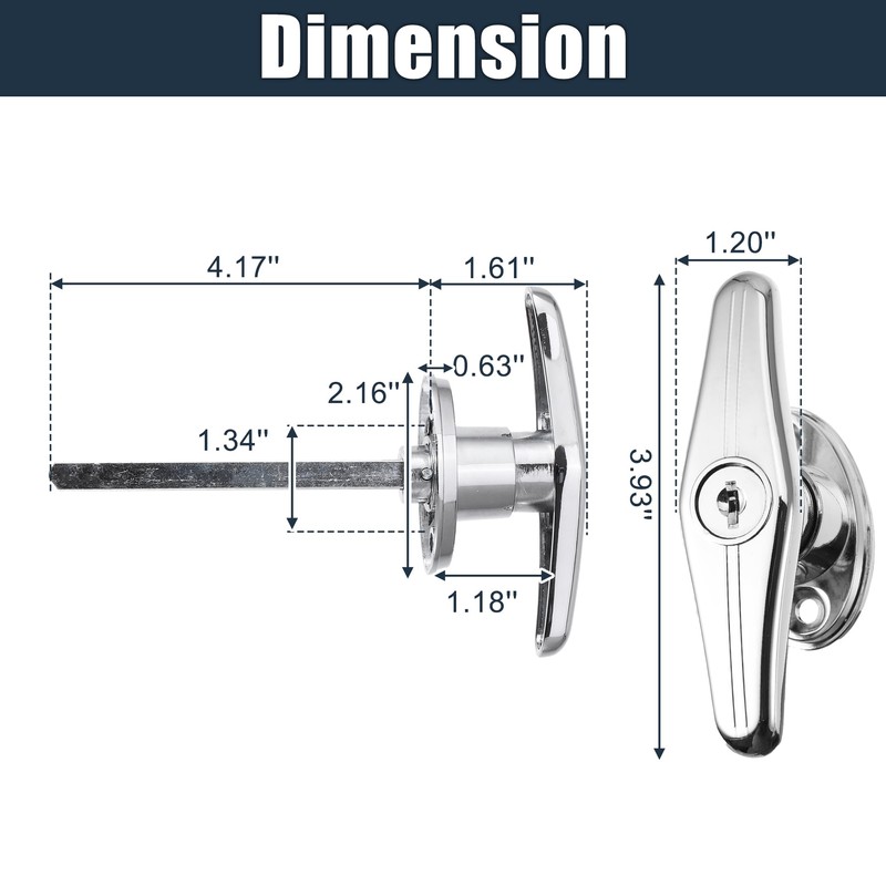 X AUTOHAUX 2 Set Garage Door T-Handle Lock Kit Shed