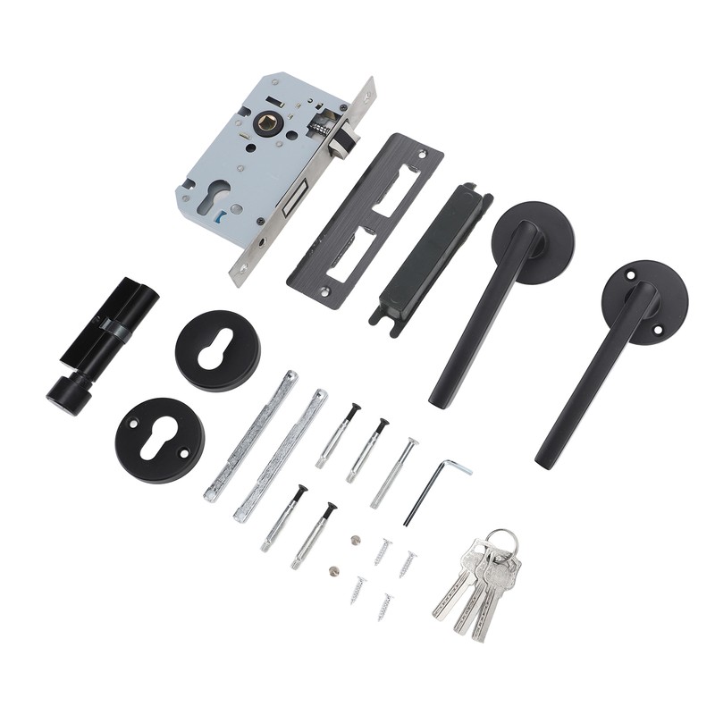 House Door Handle Lock Aluminum Black Antioxidant Coating Shock Resistance