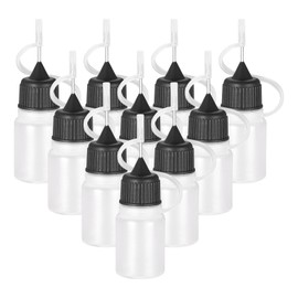 YOKIVE 10 Pcs Needle Tip Bottles, Needles Precision Tip Applicator, Squeeze Bottle with Storage Caps, Great for DIY Quilling Craft (5ml, Black)