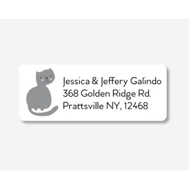 60ct - Cat Return Address Labels/Stickers (#565-WH)