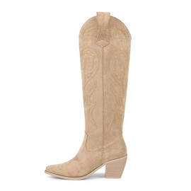 Wetkiss Western Boots for Women - Cowboy & Cowgirl Boots, Mid Calf to Tall Heights (Apricot-8.5)