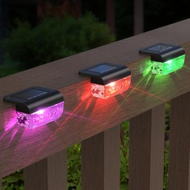 Eyrosa Solar Deck Lights 8 Pack, Solar Lights Outdoor Waterproof for Outside, Stairs, Step, Fence, Yard, Garden, Patio, Pool, Railing (Color Changing)