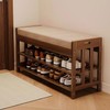SACSTAR Shoe Rack and Storage Bench for Entryway, 2-Tier Upholstered