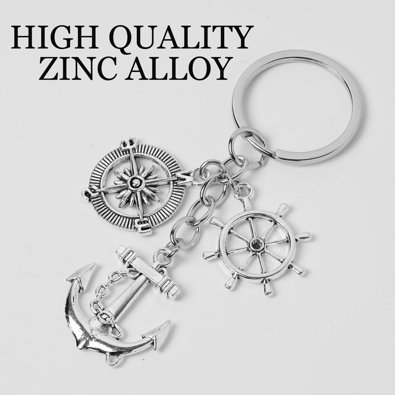 Dumhuts Nautical Keyring Set - Anchor, Compass and Steering Wheel