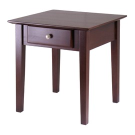 Contemporary Home Living 20” Brown Walnut Rochester End Table with One Drawer