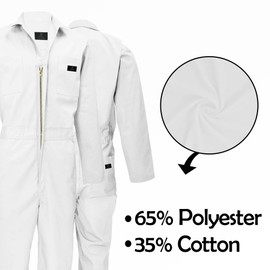 ACTIVE UNIFORMS Overall Workwear Men Long Sleeve Coveralls, White (X-Large)