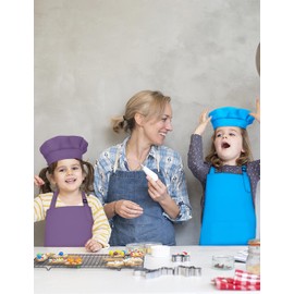 IAGBIBUI Kids Apron and Chef Hat Set, 30 Pieces Boys Girls Kids Apron with 2 Pockets Adjustable for Cooking Classroom Baking Painting, 6-13 Years, Multicolor