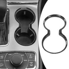 G-PLUS Gear Shift Cup Holder Cover Trim Bezel Compatible with Jeep Grand Cherokee 2011-2021 Black Carbon Fiber
