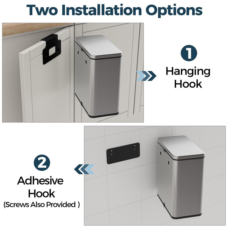 Stainless Steel Hanging Trash Can with Lid and Inner Bucket,