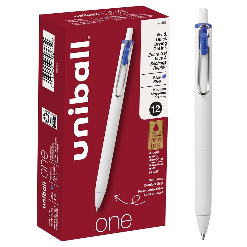 Uniball One - Bolígrafos de gel retráctiles, punta media (0.7