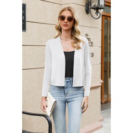 Zeagoo Womens Lightweight Cardigans Cropped Long Sleeve Shrugs Summer Cardigan Bolero Shrug for Dress White