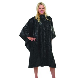 BeautyLove Hair Stylist Cape Black on Black Leopard Print Snap Neck Oversized Stylist Drape Stain Bleach Resistant