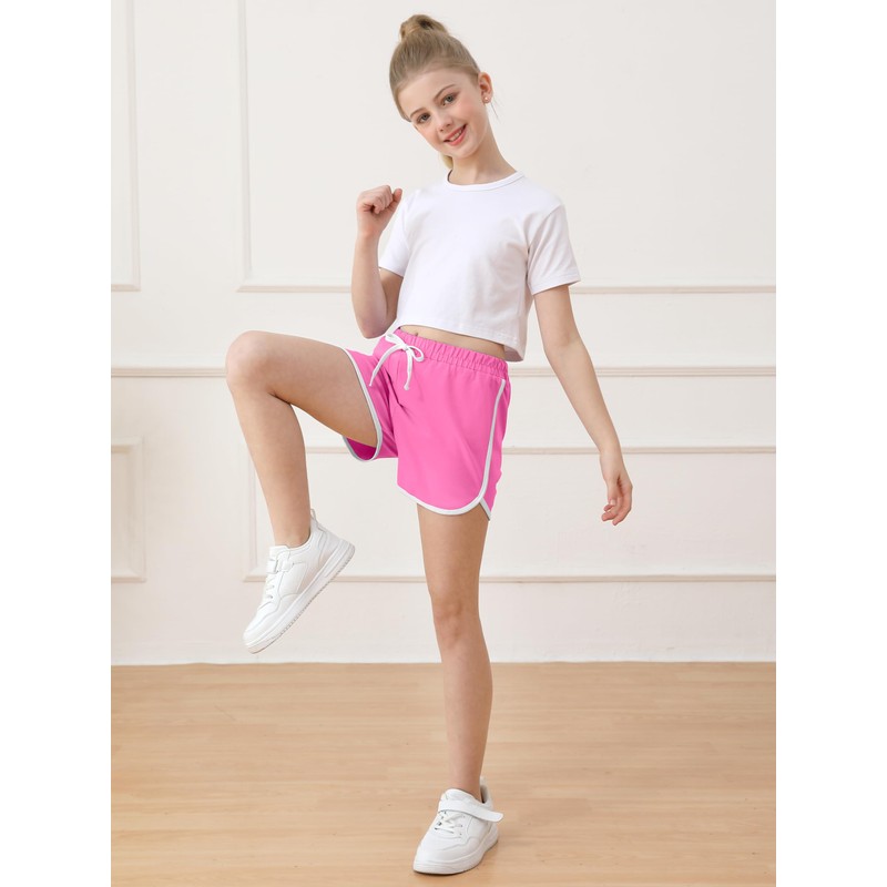 Resinta 5 Packs Girls Cotton Athletic Shorts Active Running Shorts