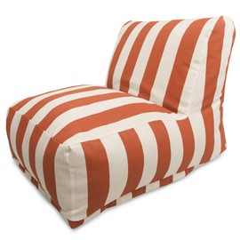 Majestic Home Goods Burnt Orange Vertical Strip Bean Bag Chair Lounger