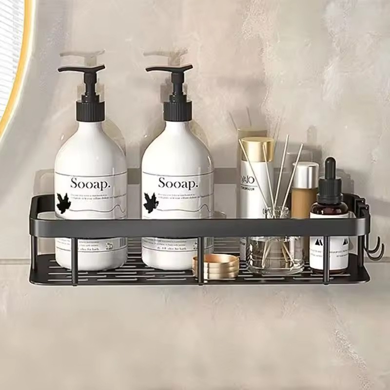 No-Drill Bathroom Shelf Wall Mounted Shower Storage Rack