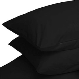 Linens Limited Non Iron Percale Housewife Pillowcase Pair Black