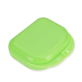 Annhua Denture Holder Retainer Case for Orthodontic Mouthpiece, Clear Aligner Mouthguard Storage Box with Vent Holes Green - Light & Small, Easy to Use and Carry