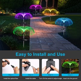 Vosaro Solar Flower Lights Outdoor Garden Decorations Waterproof, Solar Yard Lights Decorative, 7 Color Changing Solar Stake Light for Pathway Patio Lawn Party Wedding Decor, 3 PCS