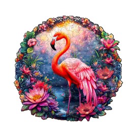 Jigfoxy Wooden Jigsaw Puzzles for Adults, Flamingo Wooden Puzzles for Adults 260pcs, Unique Animal Shape Wood Puzzles, Birthday Gifts for Family Friend with Wooden Box(13.3 * 12.9in)