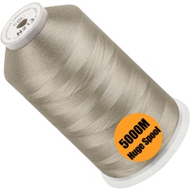 New Brothread - Bobina enorme individual de 5000 m, cada hilo de poliéster para máquina de bordar de 40 W para máquinas comerciales y domésticas, color beige (color Janome)
