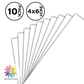 Mat Board Center, Pack of 10 4x6 White Uncut Mat Boards, Acid Free, 4-Ply Thickness, White Core, Great for Pictures, Photos, Framing Backing