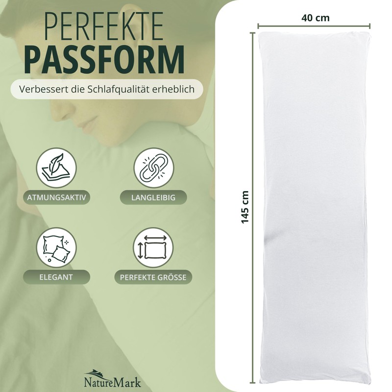 NatureMark Pack of 2 Jersey Cushion Covers, Side Sleeper Pillows,