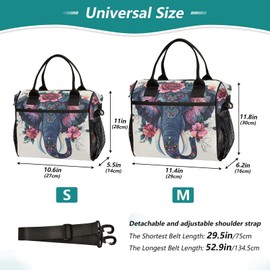 ALAZA Boho Elephant Insulated Lunch Bag for Women Men,Reusable Cooler Tote Shoulder Bag for Picnic Camping Work Office Beach College