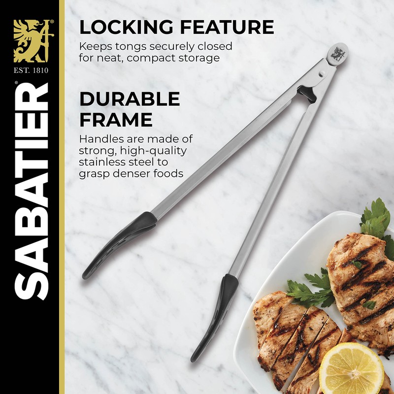Sabatier Stainless Steel Nylon Tongs, 11-Inch