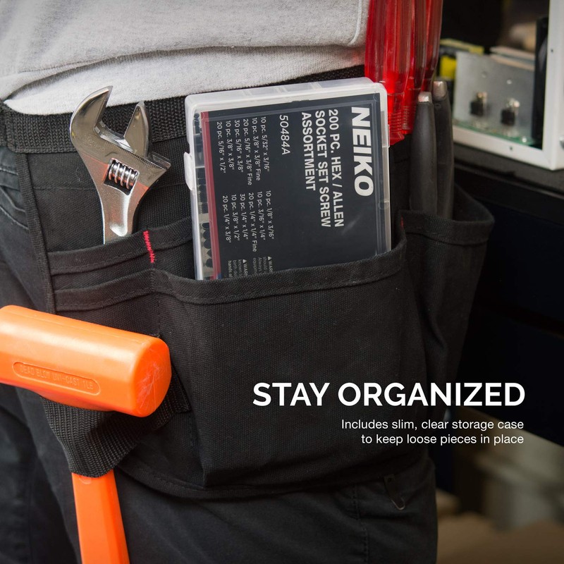 Neiko® 50484A Hex/Allen Head Socket Screw Assortment, Steel | 200-Piece