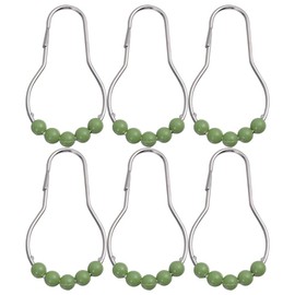 Shower Curtain Rings Hooks : 6pcs Rollerball Curtain Glide Rings Rustproof Metal Heavy Duty Roller Shower Hooks for Bathroom Rods