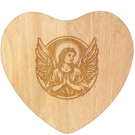 'Angel in Circle Frame' Wooden Heart Shaped Chopping/Cutting Board (WB00078171)
