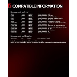 Torchbeam 54196+D1653 Front Disc Brake Rotor and Ceramic Brake Pad Set Kit for 2013-2020 Ford Fusion, 2013-2016 Lincoln MKZ, Brake Pads and Rotors Kit, 6pcs