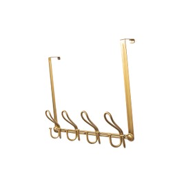 FantasHome Double Prong Over The Door Hook Rack with 12 Hooks – Gold