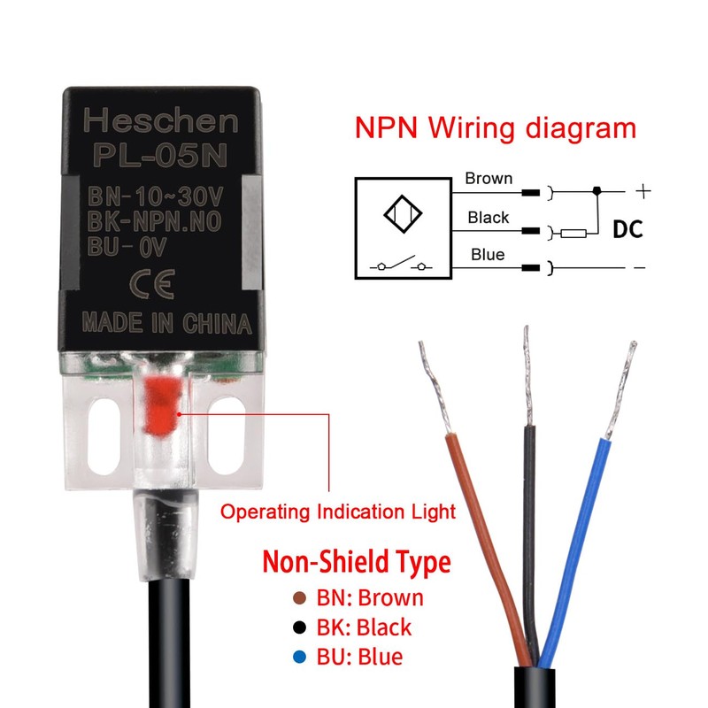 Heschen Inductive Proximity Switch PL-05N, 10-30V 200mA, NPN NO, Sensor