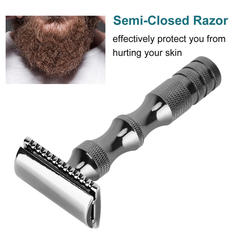 Classic Men Anti skid Metal Handle Dual Blade Shaver Vintage
