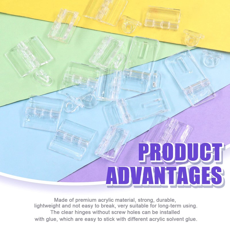 Swpeet Assortment Kit: 60 Pcs Mini Acrylic Hinges, Hasps, Lock