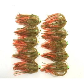 Seasky 10 New Jigs w/ Spider-cut Silicone Skirts 1/4oz Jigheads Hooks Fishing Lure Gold