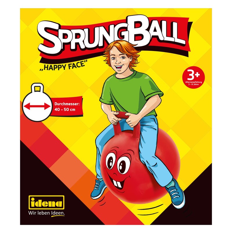 Idena 40093 Jumping Ball Happy Face, 45-50 cm, Red