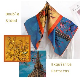 Julunar Silk Scarf for Women and Men with Double-sided Different Patterns Head Scarves Hair Wraps for Sleeping