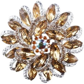Axmerdal Wedding Bridal Big Crystal Rhinestone Bouquet Brooch Pin for Women (gold bridal flower)