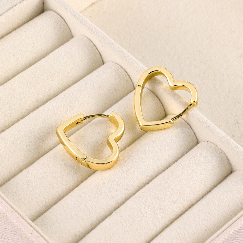 ALEXCRAFT Thick Hoop Earrings Small Women's 14K Golden Silver Earrings