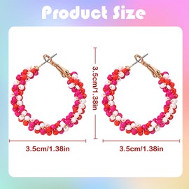 Colourful Pearl Earrings, Hoop Bun, Earrings Carnival, Earrings Colourful Hanging, Bohemian Ear Hook Earring, Bohemian Colourful Pearl Earrings, Carnival Jewellery for Girls and Women, Alloy Steel, 0
