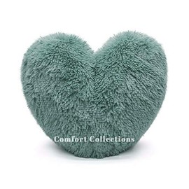 Cuddly Teddy Bear Fleece Super Soft 3D Heart Shape Fluffy Filled Cushion Cosy & Warm Home Decoration Gift For Loved One Valentine Day 100% Polyester Heart Cushion Duck Egg 38cm x 38cm Approximate