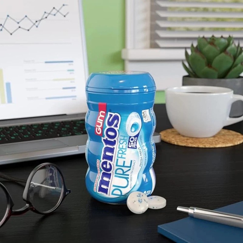 Mentos Pure Fresh Sugar-Free Chewing Gum with Xylitol,Fresh Mint,Pack of