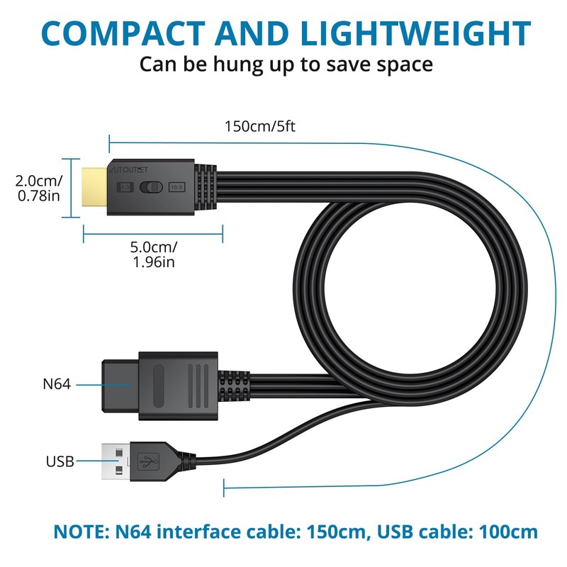AUTOUTLET N64 Gamecube to HDMI Adapter, Supports 1080P(60hz) Output, 4:3
